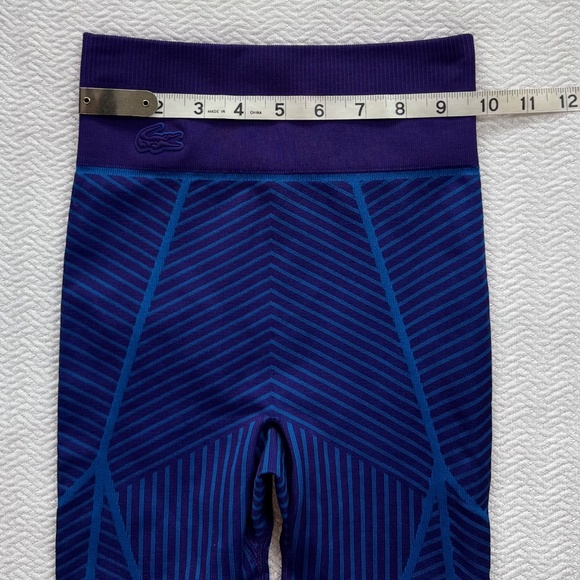 NWT Lacoste Sport Contrast Striped Seamless Leggings High Waist Purple Blue XS - Picture 11 of 13